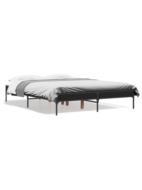 Rám postele černý 140 x 190 cm kompozitní dřevo a kov