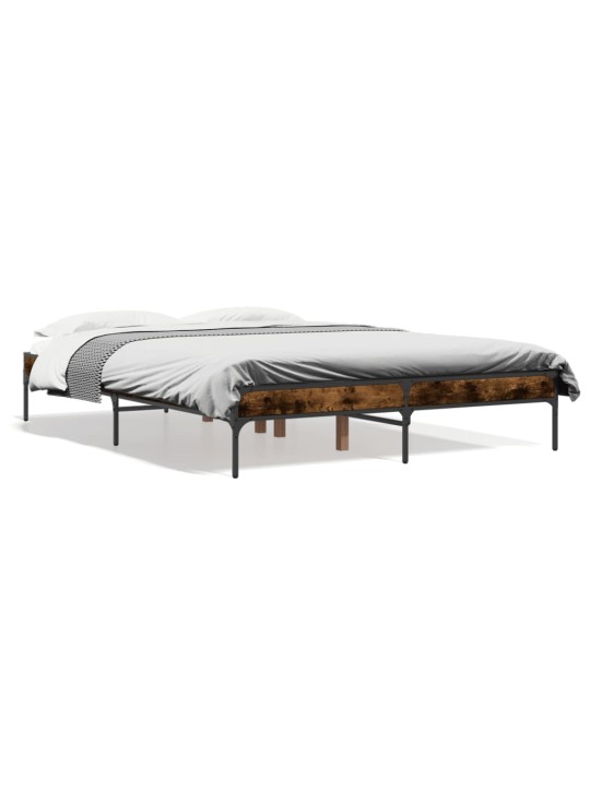 Rám postele kouřový dub 140 x 190 cm kompozitní dřevo a kov