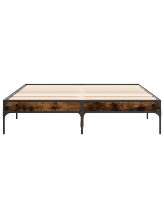 Rám postele kouřový dub 140 x 190 cm kompozitní dřevo a kov