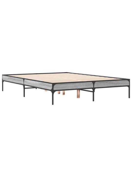 Rám postele šedý sonoma 140 x 190 cm kompozitní dřevo a kov