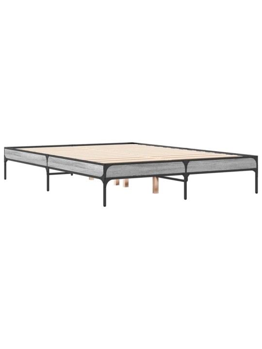 Rám postele šedý sonoma 140 x 190 cm kompozitní dřevo a kov
