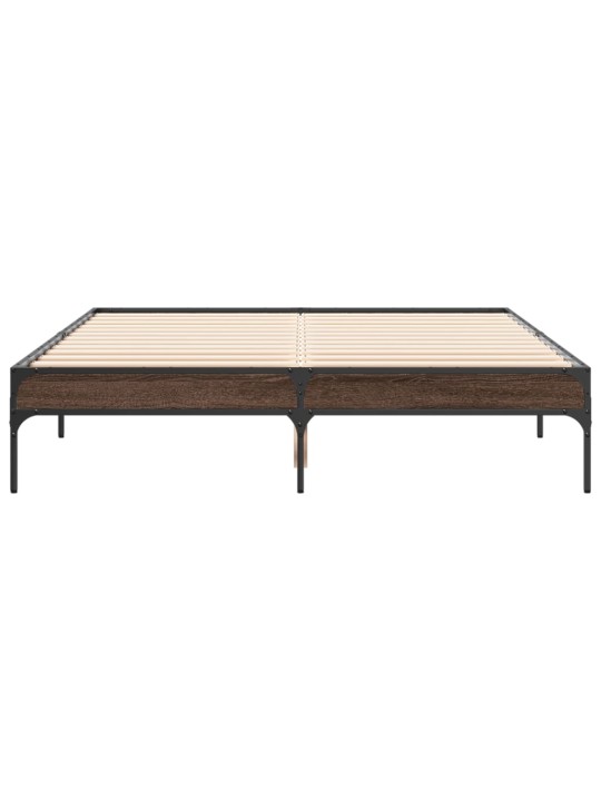 Rám postele hnědý dub 140 x 190 cm kompozitní dřevo a kov