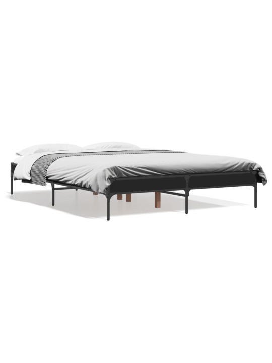 Rám postele černý 135 x 190 cm kompozitní dřevo a kov