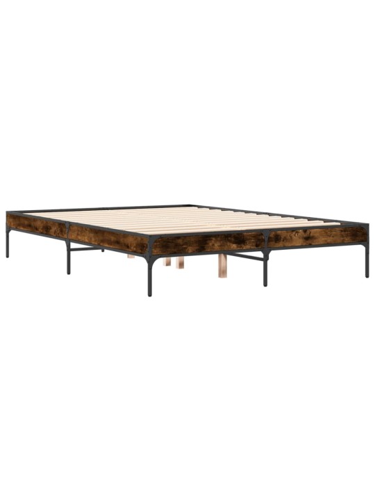 Rám postele kouřový dub 135 x 190 cm kompozitní dřevo a kov