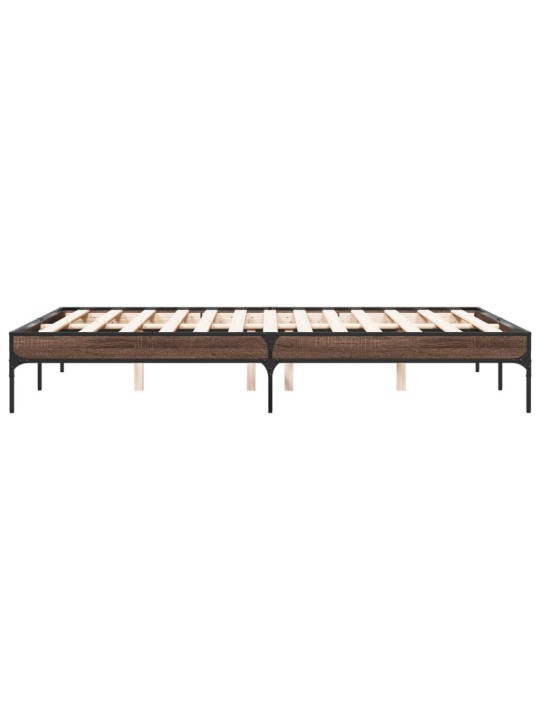Rám postele hnědý dub 135 x 190 cm kompozitní dřevo a kov