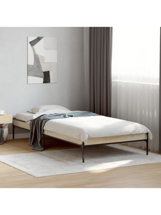 Rám postele dub sonoma 90 x 190 cm kompozitní dřevo a kov