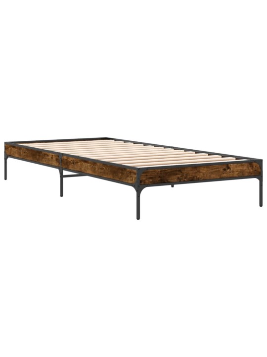 Rám postele kouřový dub 90 x 190 cm kompozitní dřevo a kov