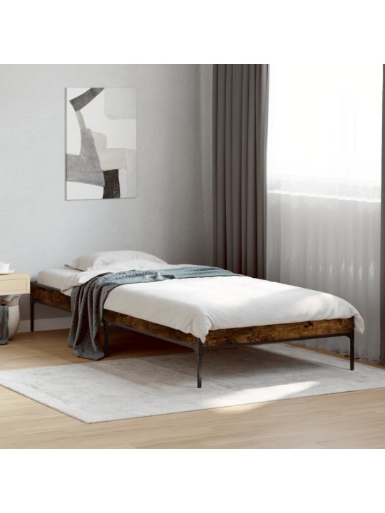 Rám postele kouřový dub 90 x 190 cm kompozitní dřevo a kov