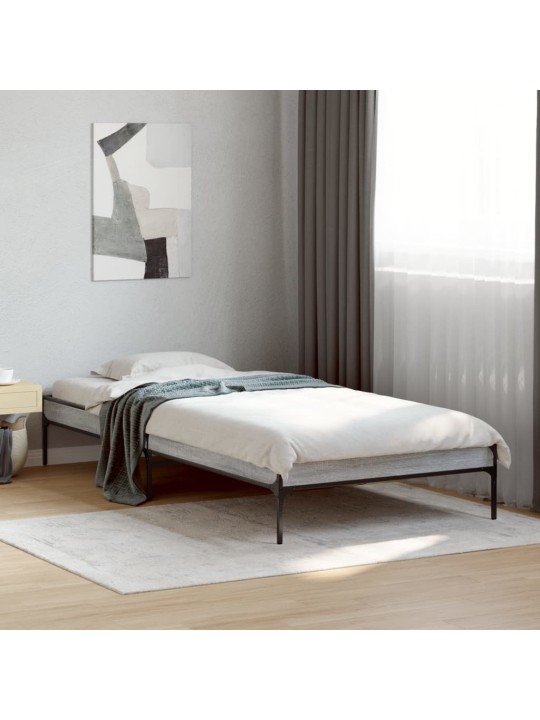 Rám postele šedý sonoma 90 x 190 cm kompozitní dřevo a kov