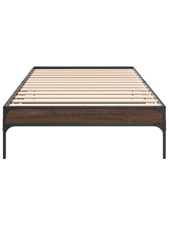Rám postele hnědý dub 90 x 190 cm kompozitní dřevo a kov