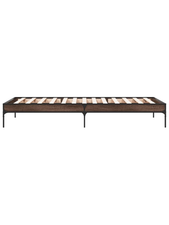 Rám postele hnědý dub 90 x 190 cm kompozitní dřevo a kov