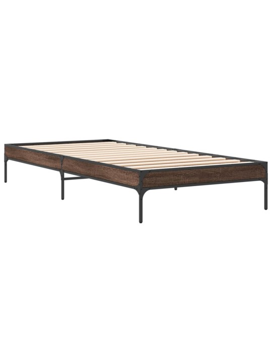 Rám postele hnědý dub 90 x 190 cm kompozitní dřevo a kov