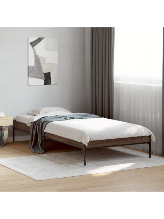 Rám postele hnědý dub 90 x 190 cm kompozitní dřevo a kov