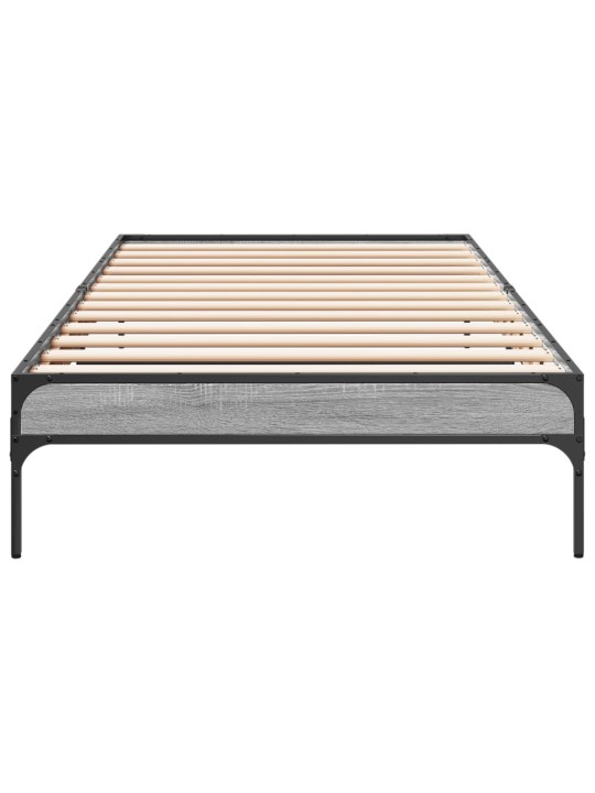 Rám postele šedý sonoma 75 x 190 cm kompozitní dřevo a kov