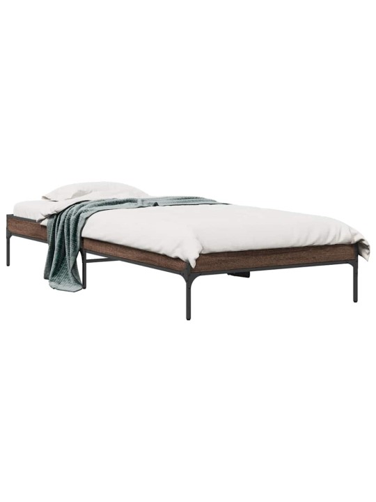 Rám postele hnědý dub 75 x 190 cm kompozitní dřevo a kov