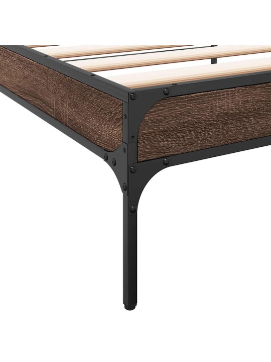 Rám postele hnědý dub 75 x 190 cm kompozitní dřevo a kov