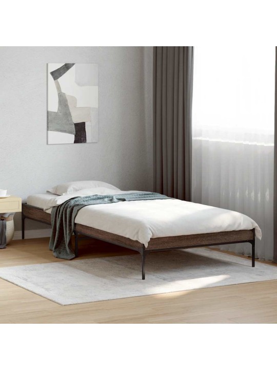 Rám postele hnědý dub 75 x 190 cm kompozitní dřevo a kov
