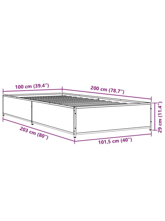 Rám postele černý 100 x 200 cm kompozitní dřevo a kov