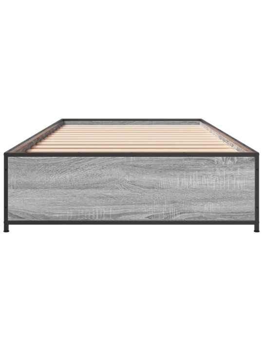 Rám postele šedý sonoma 100 x 200 cm kompozitní dřevo a kov