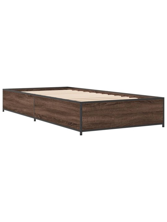 Rám postele hnědý dub 100 x 200 cm kompozitní dřevo a kov