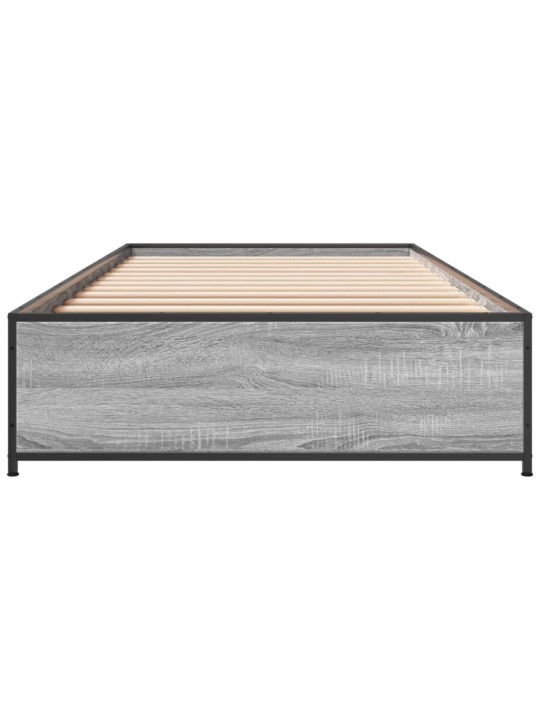 Rám postele šedý sonoma 90 x 200 cm kompozitní dřevo a kov