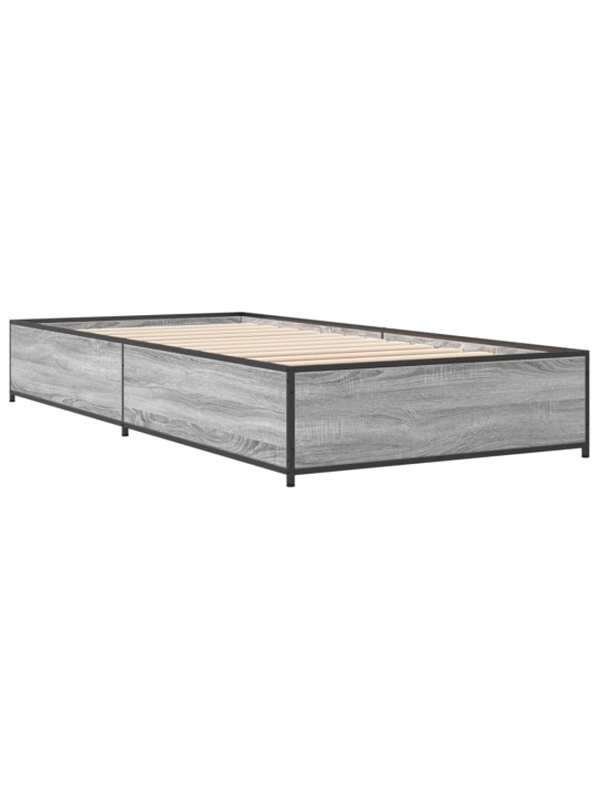 Rám postele šedý sonoma 90 x 200 cm kompozitní dřevo a kov
