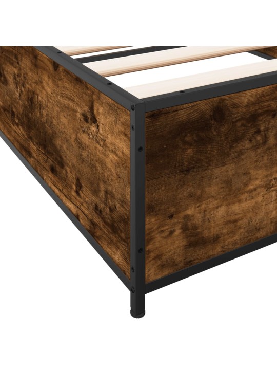 Rám postele kouřový dub 90 x 190 cm kompozitní dřevo a kov