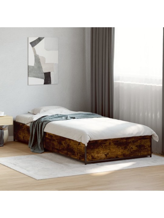 Rám postele kouřový dub 90 x 190 cm kompozitní dřevo a kov