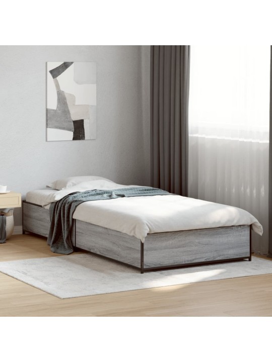 Rám postele šedý sonoma 90 x 190 cm kompozitní dřevo a kov