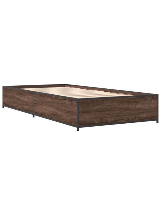 Rám postele hnědý dub 90 x 190 cm kompozitní dřevo a kov