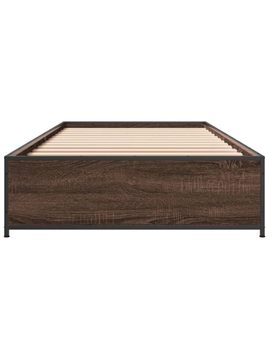 Rám postele hnědý dub 90 x 190 cm kompozitní dřevo a kov