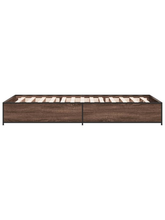 Rám postele hnědý dub 90 x 190 cm kompozitní dřevo a kov