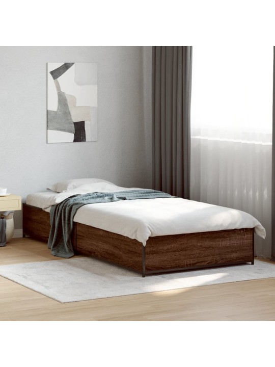 Rám postele hnědý dub 90 x 190 cm kompozitní dřevo a kov