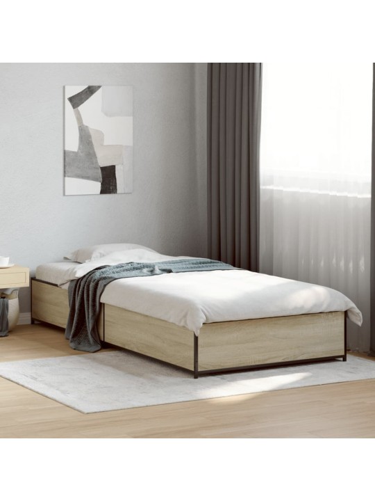 Rám postele dub sonoma 75 x 190 cm kompozitní dřevo a kov