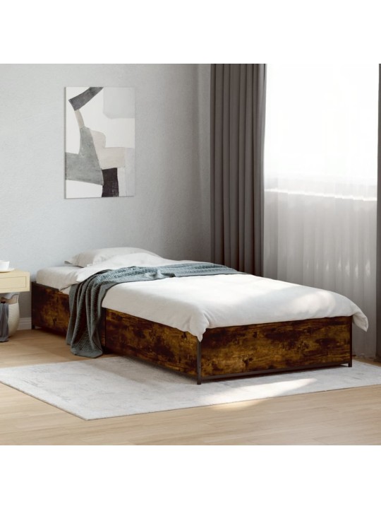 Rám postele kouřový dub 75 x 190 cm kompozitní dřevo a kov