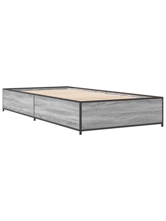 Rám postele šedý sonoma 75 x 190 cm kompozitní dřevo a kov