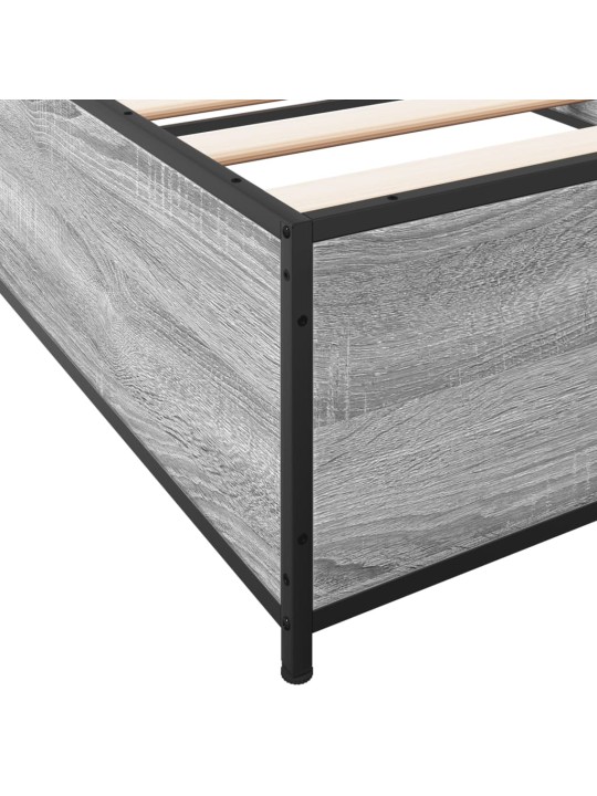 Rám postele šedý sonoma 75 x 190 cm kompozitní dřevo a kov