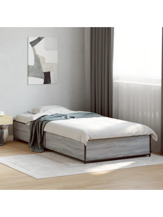 Rám postele šedý sonoma 75 x 190 cm kompozitní dřevo a kov
