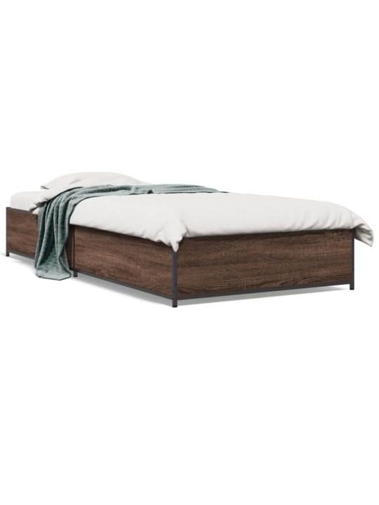 Rám postele hnědý dub 75 x 190 cm kompozitní dřevo a kov