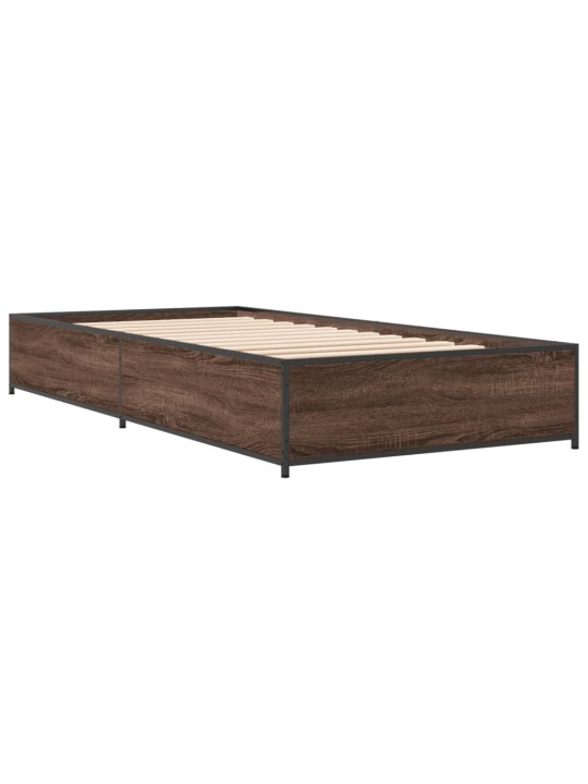 Rám postele hnědý dub 75 x 190 cm kompozitní dřevo a kov