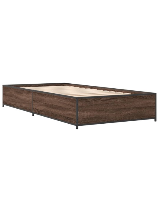 Rám postele hnědý dub 75 x 190 cm kompozitní dřevo a kov