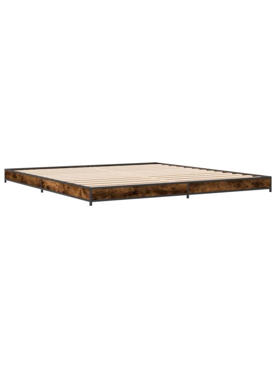 Rám postele kouřový dub 200 x 200 cm kompozitní dřevo a kov