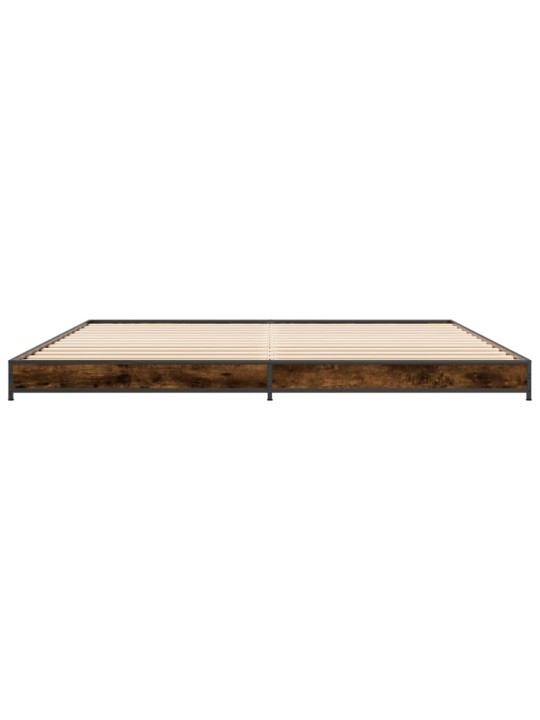 Rám postele kouřový dub 200 x 200 cm kompozitní dřevo a kov