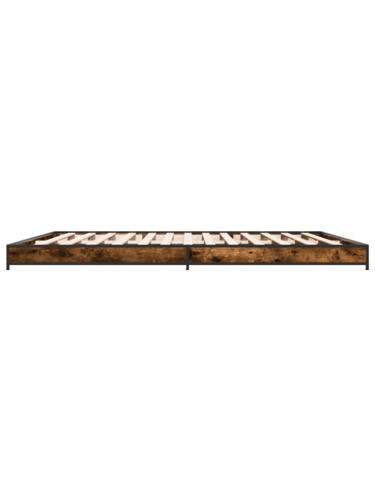 Rám postele kouřový dub 200 x 200 cm kompozitní dřevo a kov
