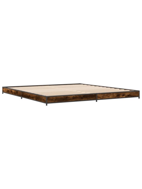 Rám postele kouřový dub 200 x 200 cm kompozitní dřevo a kov