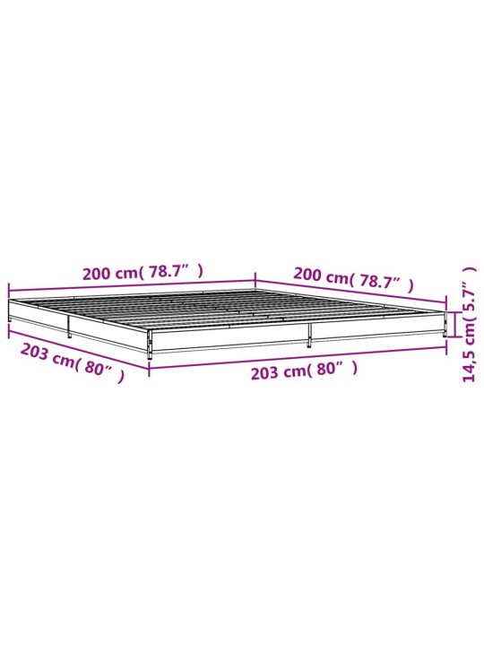 Rám postele kouřový dub 200 x 200 cm kompozitní dřevo a kov