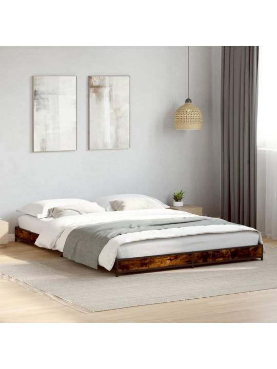 Rám postele kouřový dub 120 x 200 cm kompozitní dřevo a kov