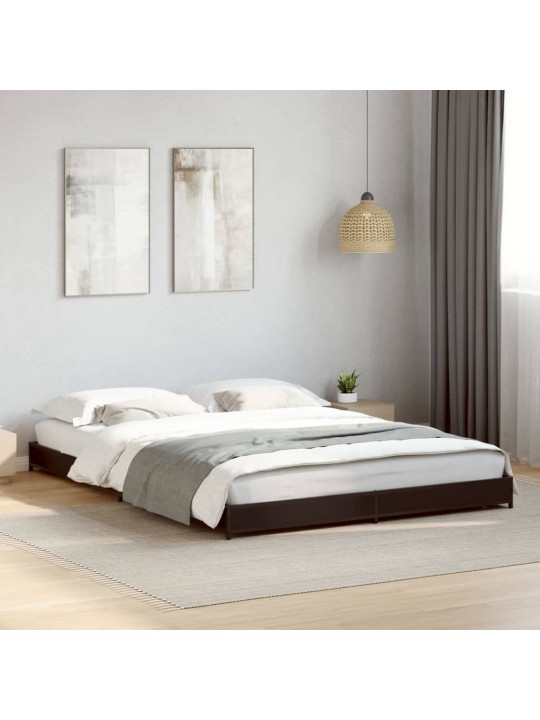 Rám postele černý 135 x 190 cm kompozitní dřevo a kov