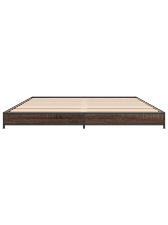 Rám postele hnědý dub 135 x 190 cm kompozitní dřevo a kov