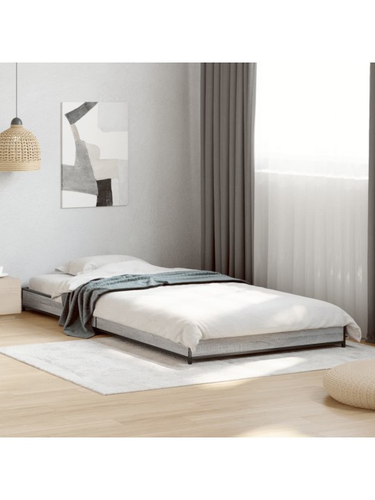 Rám postele šedý sonoma 90 x 200 cm kompozitní dřevo a kov